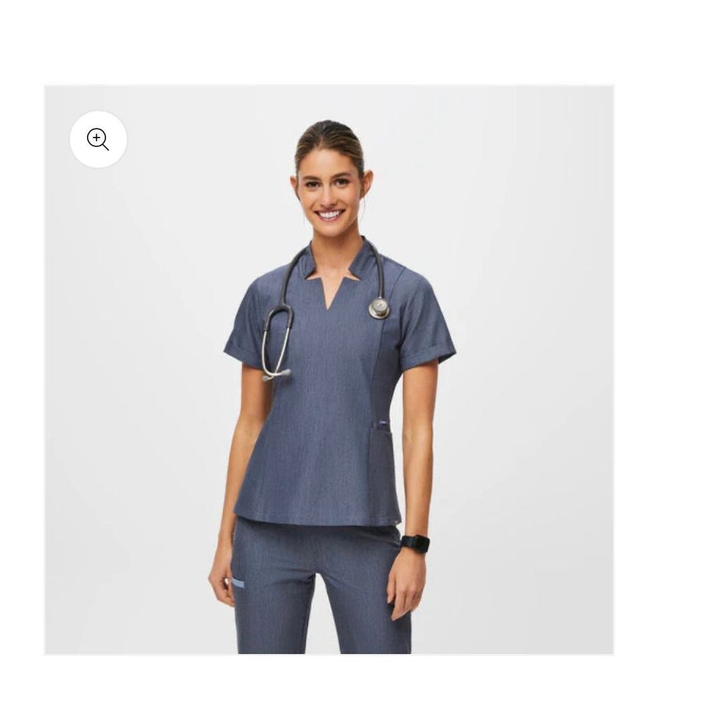 Figs scrubs heather denim set  color size M regular
